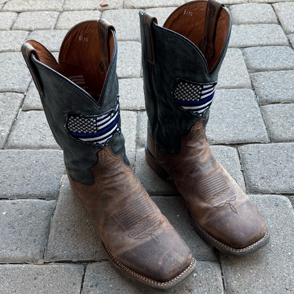 DAN POST THIN BLUE LINE WESTERN BOOTS Size 13D
